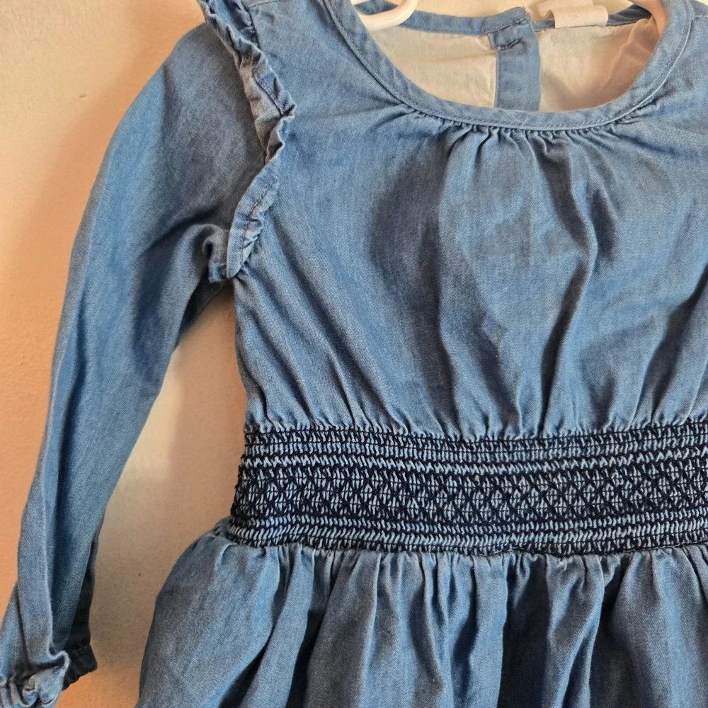 Baby GAP‎ Toddler Girls Shirred Button Through Denim Dress 12-18Months